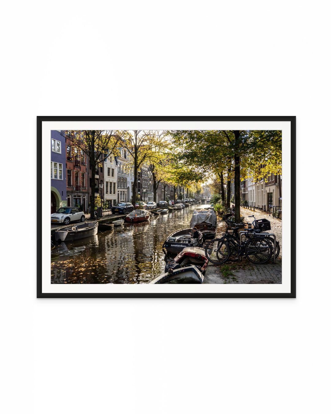 fotografia en salon de Canal de Ámsterdam en otoño 